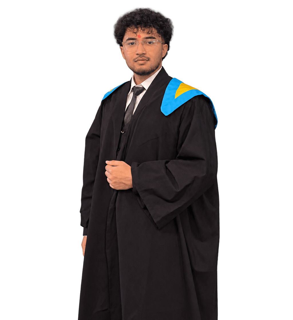 Aavash Lamichhane in graduation attire